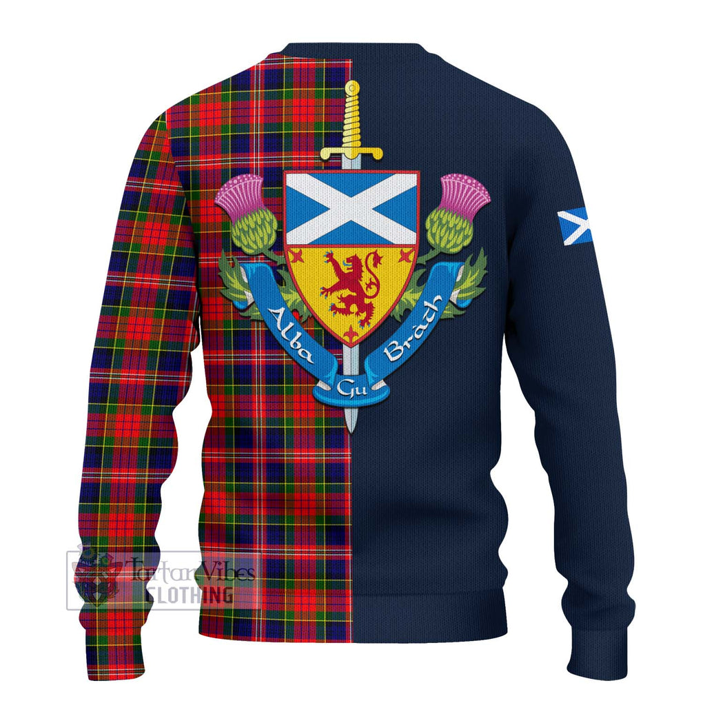 Tartan Vibes Clothing MacPherson Modern Tartan Knitted Sweater with Scottish Lion Royal Arm Half Style