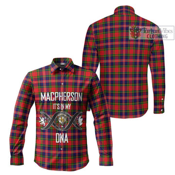 MacPherson Modern Tartan Long Sleeve Button Shirt with Family Crest DNA In Me Style