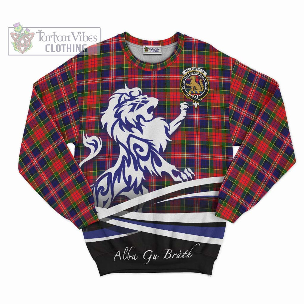 MacPherson Modern Tartan Sweatshirt with Alba Gu Brath Regal Lion Emblem - Tartanvibesclothing Shop