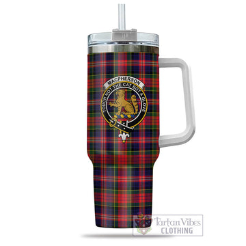 MacPherson Modern Tartan and Family Crest Tumbler with Handle