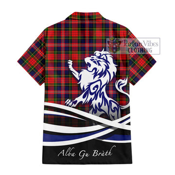 MacPherson Modern Tartan Short Sleeve Button Shirt with Alba Gu Brath Regal Lion Emblem