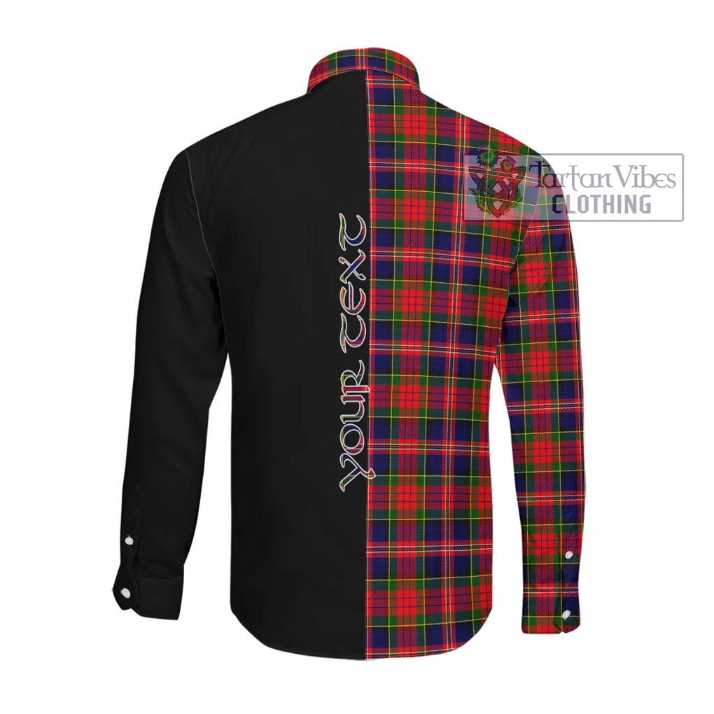 MacPherson Modern Tartan Long Sleeve Button Shirt with Family Crest and Half Of Me Style Men's Shirt - Tartanvibesclothing Shop