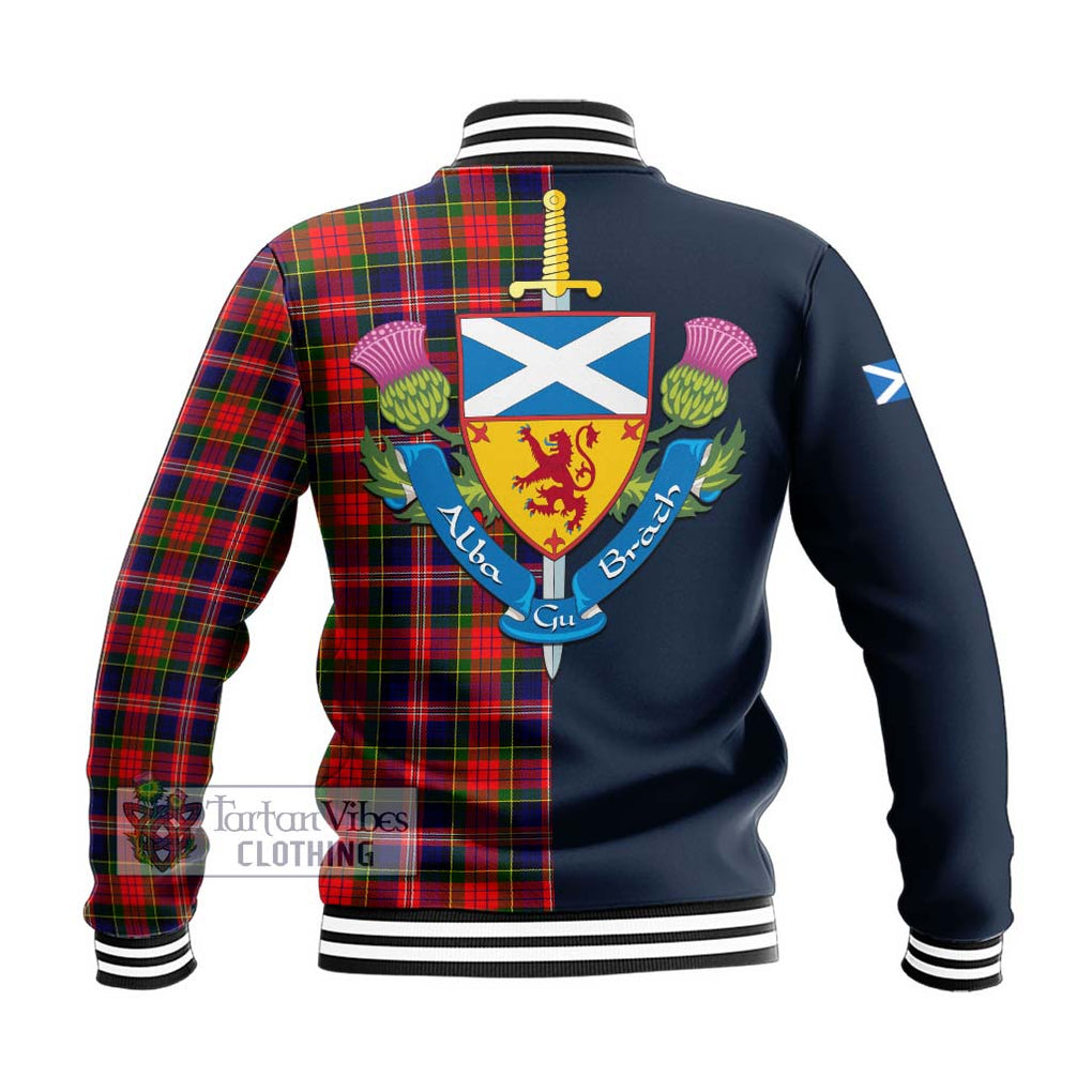 Tartan Vibes Clothing MacPherson Modern Tartan Baseball Jacket with Scottish Lion Royal Arm Half Style