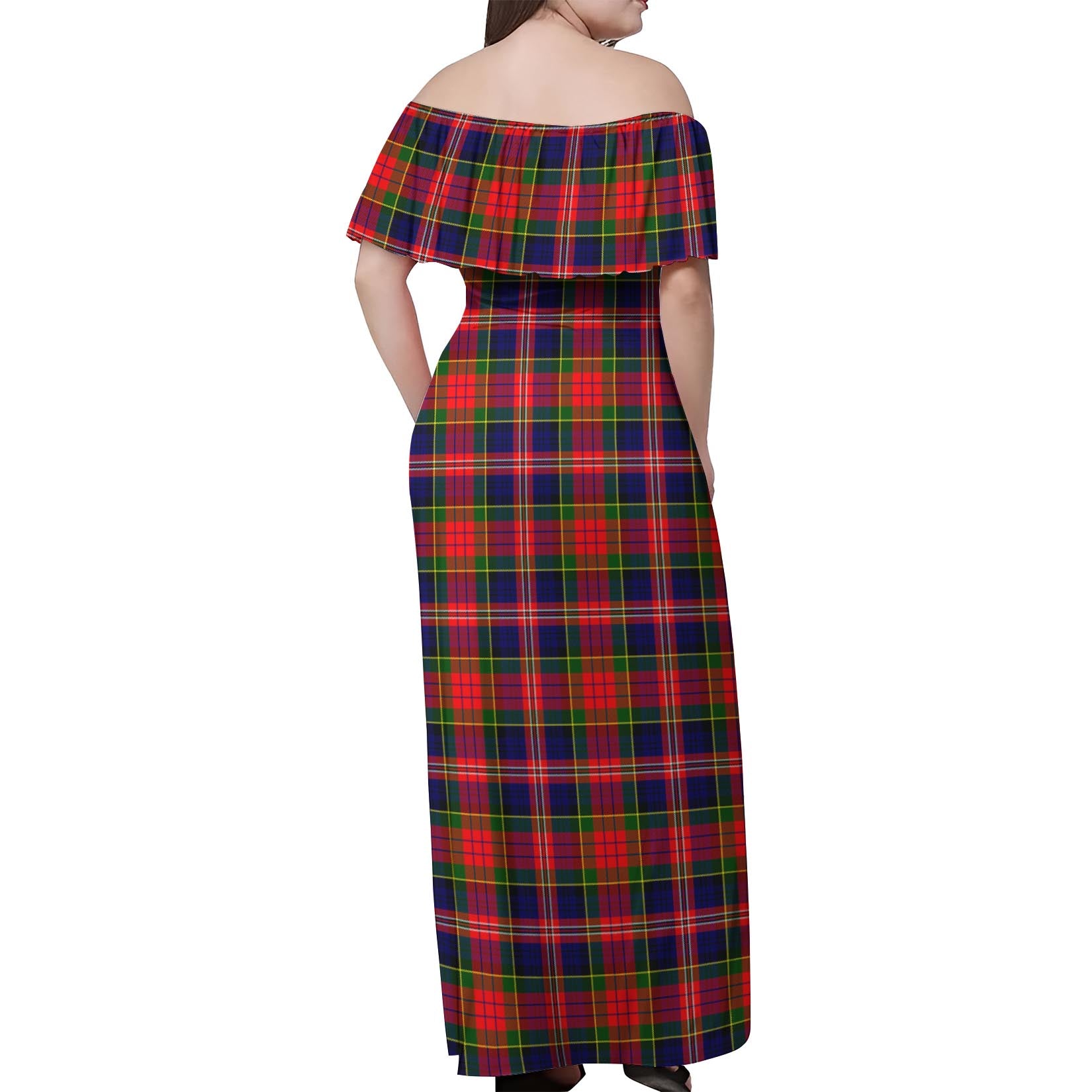 MacPherson Modern Tartan Off Shoulder Long Dress - Tartanvibesclothing