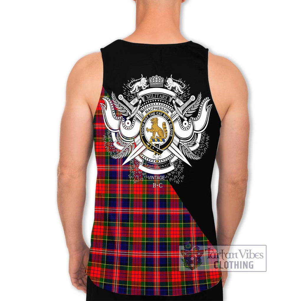 MacPherson Modern Tartan Men's Tank Top with Family Crest and Military Logo Style - Tartanvibesclothing Shop