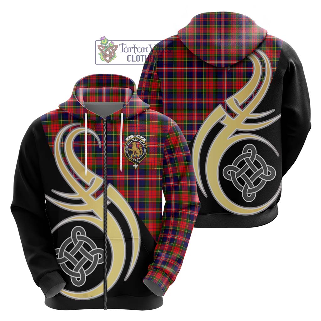 MacPherson Modern Tartan Hoodie with Family Crest and Celtic Symbol Style - Tartan Vibes Clothing