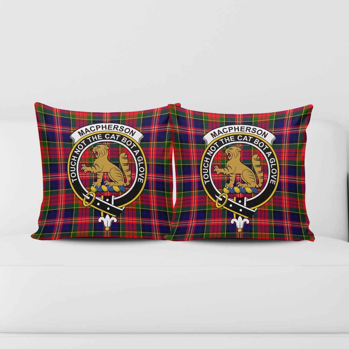 MacPherson Modern Tartan Pillow Cover with Family Crest - Tartanvibesclothing