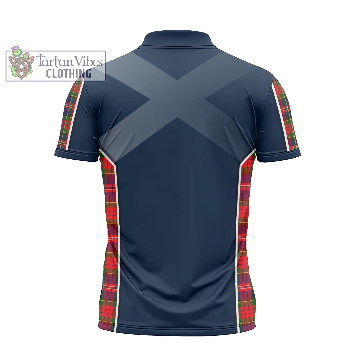 Tartan Vibes Clothing MacPherson Modern Tartan Zipper Polo Shirt with Family Crest and Scottish Thistle Vibes Sport Style