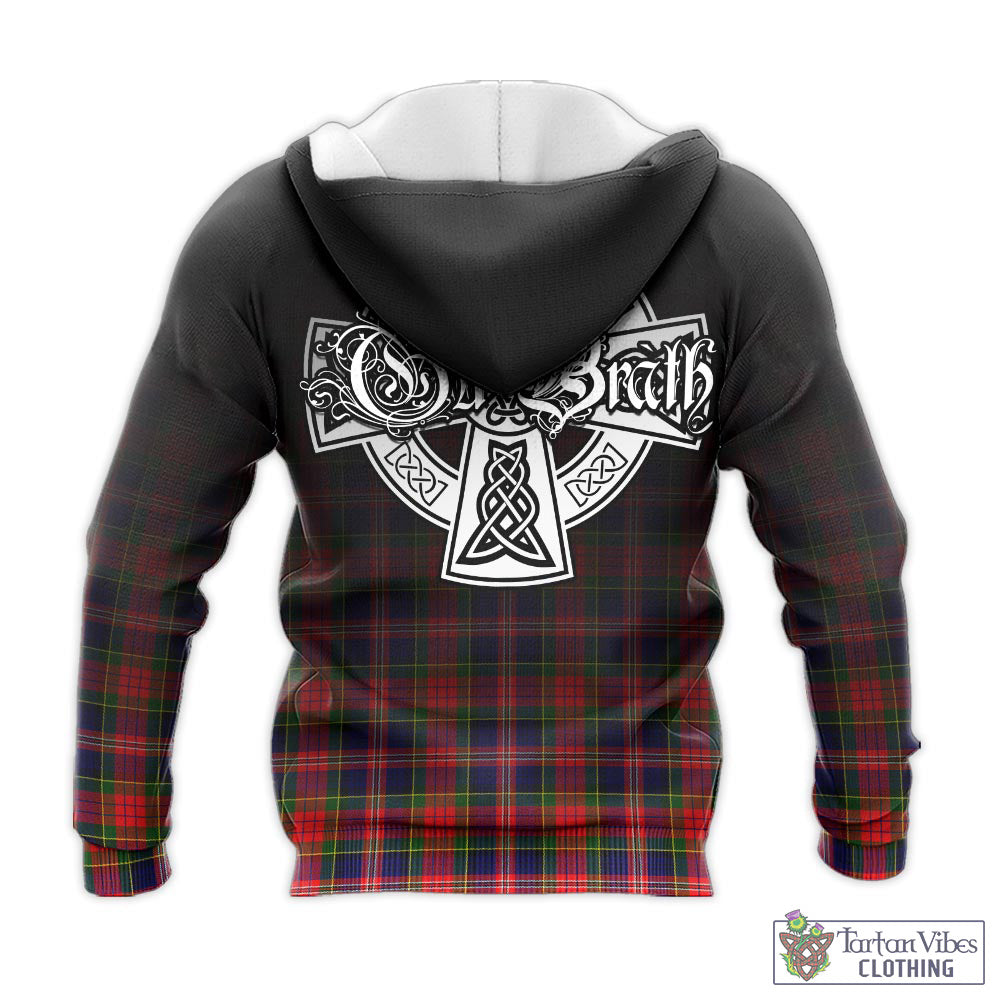 Tartan Vibes Clothing MacPherson Modern Tartan Knitted Hoodie Featuring Alba Gu Brath Family Crest Celtic Inspired