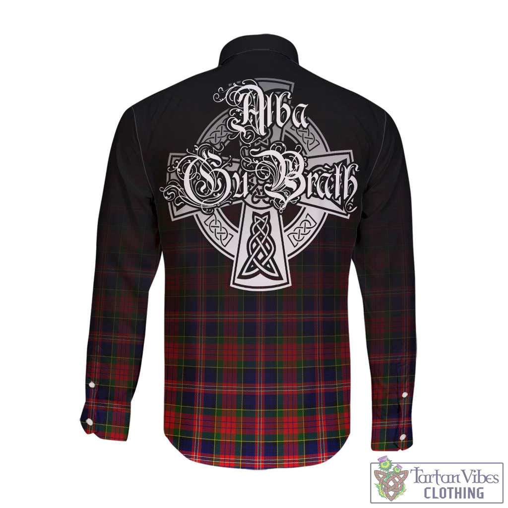 Tartan Vibes Clothing MacPherson Modern Tartan Long Sleeve Button Up Featuring Alba Gu Brath Family Crest Celtic Inspired