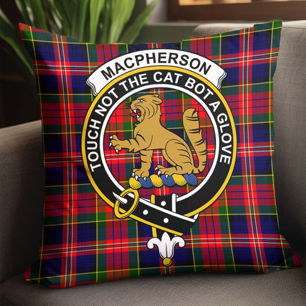 MacPherson Modern Tartan Pillow Cover with Family Crest - Tartanvibesclothing