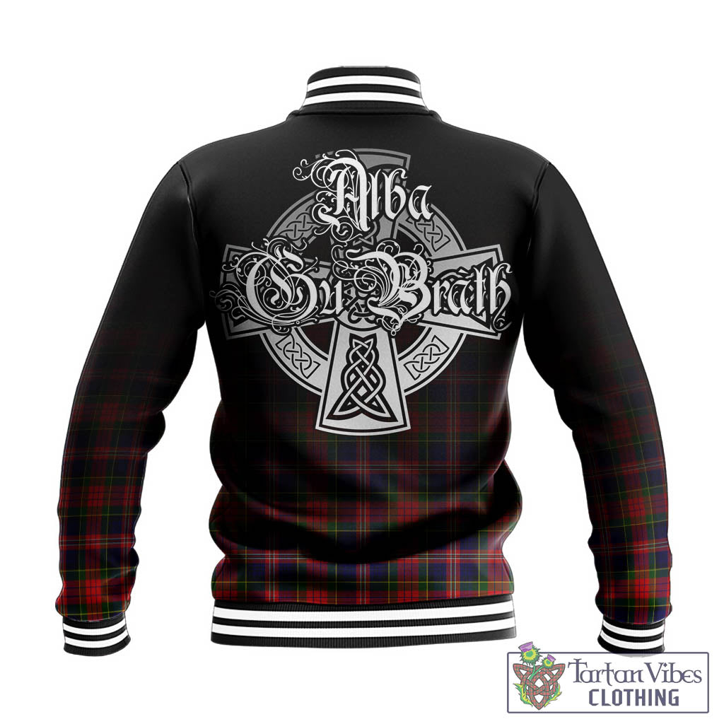 Tartan Vibes Clothing MacPherson Modern Tartan Baseball Jacket Featuring Alba Gu Brath Family Crest Celtic Inspired