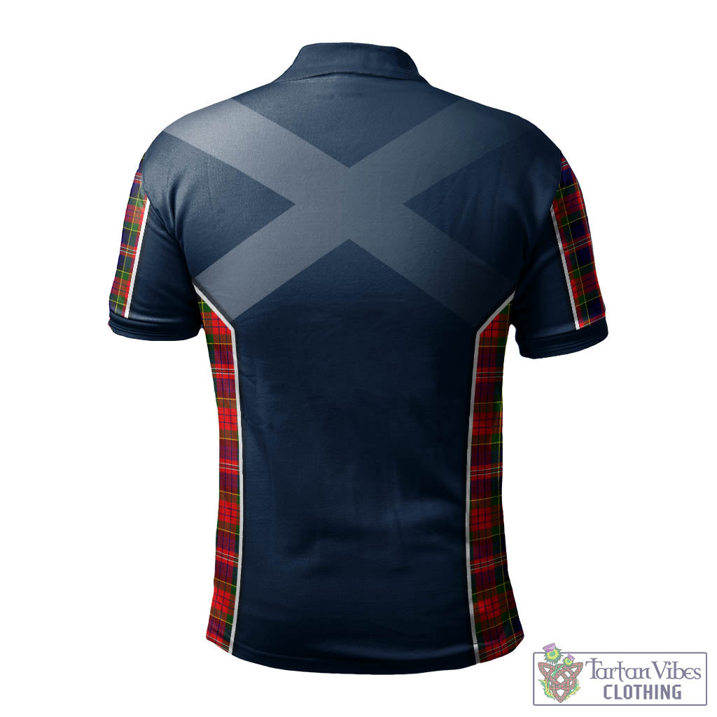 Tartan Vibes Clothing MacPherson Modern Tartan Men's Polo Shirt with Family Crest and Scottish Thistle Vibes Sport Style