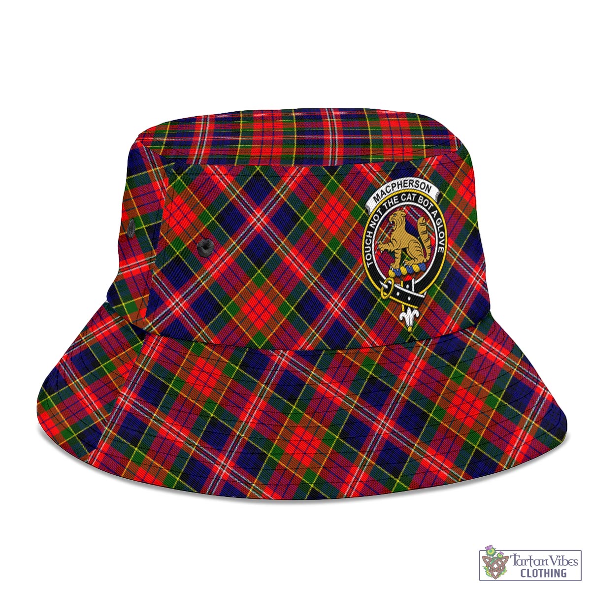Tartan Vibes Clothing MacPherson Modern Tartan Bucket Hat with Family Crest