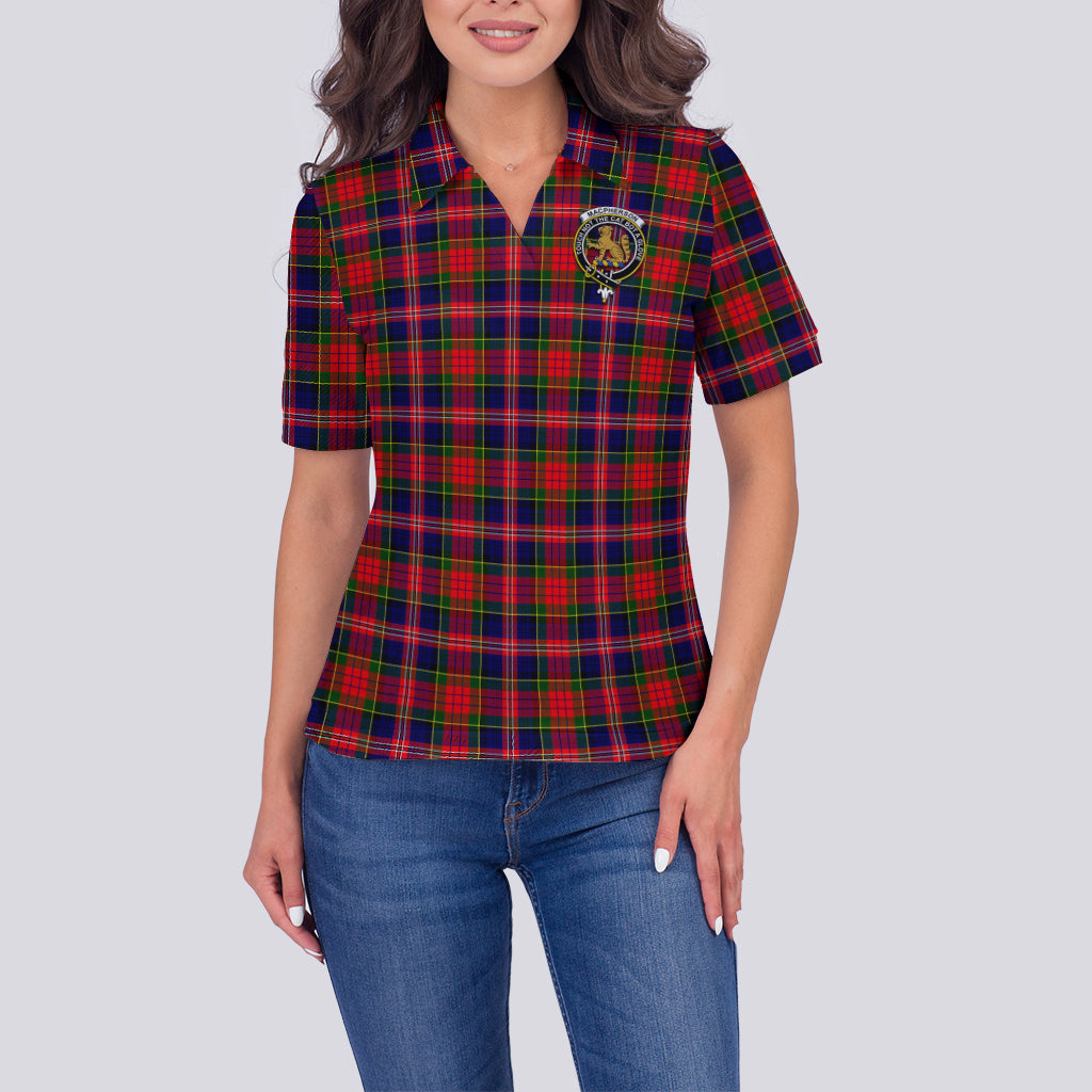 MacPherson Modern Tartan Polo Shirt with Family Crest For Women - Tartan Vibes Clothing