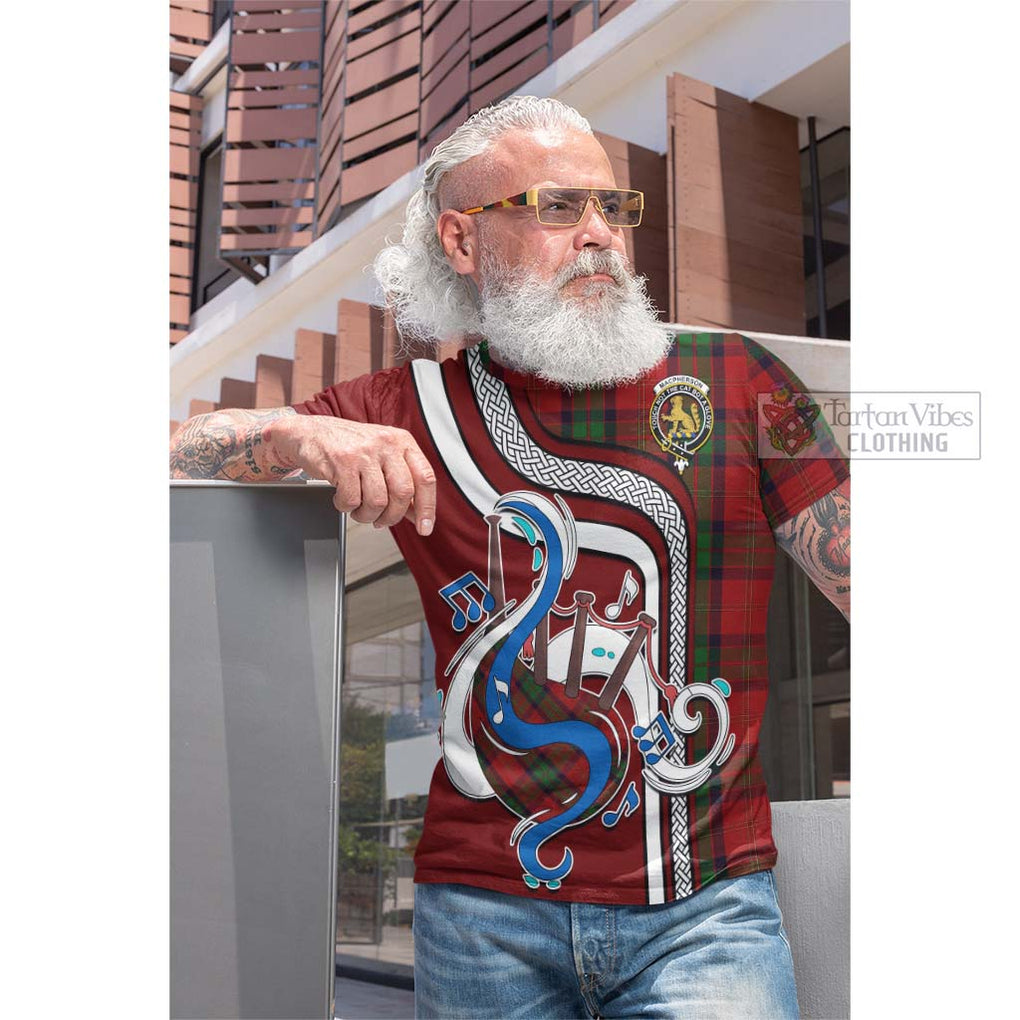 Tartan Vibes Clothing MacPherson of Cluny Tartan Cotton T-shirt with Epic Bagpipe Style