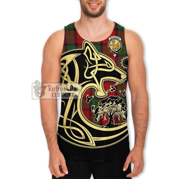 MacPherson of Cluny Tartan Men's Tank Top with Family Crest Celtic Wolf Style