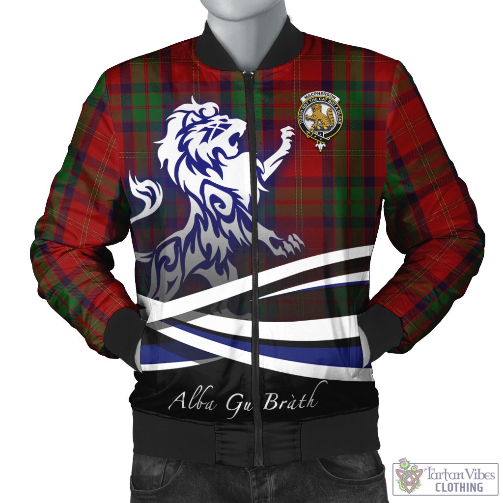 Tartan Vibes Clothing MacPherson of Cluny Tartan Bomber Jacket with Alba Gu Brath Regal Lion Emblem