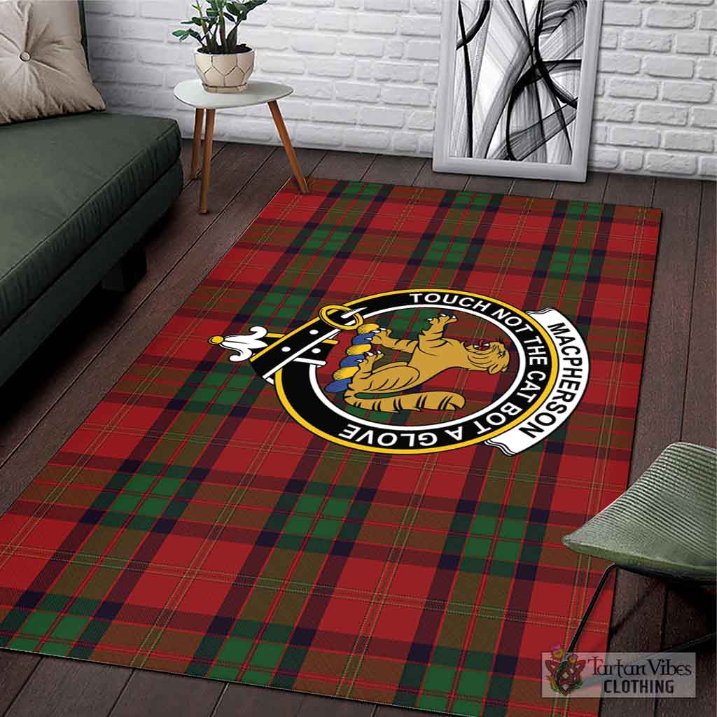 Tartan Vibes Clothing MacPherson of Cluny Tartan Area Rug with Family Crest