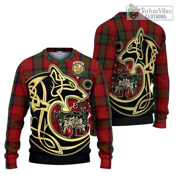 MacPherson of Cluny Tartan Ugly Sweater with Family Crest Celtic Wolf Style