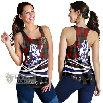 MacPherson of Cluny Tartan Women's Racerback Tanks with Alba Gu Brath Regal Lion Emblem