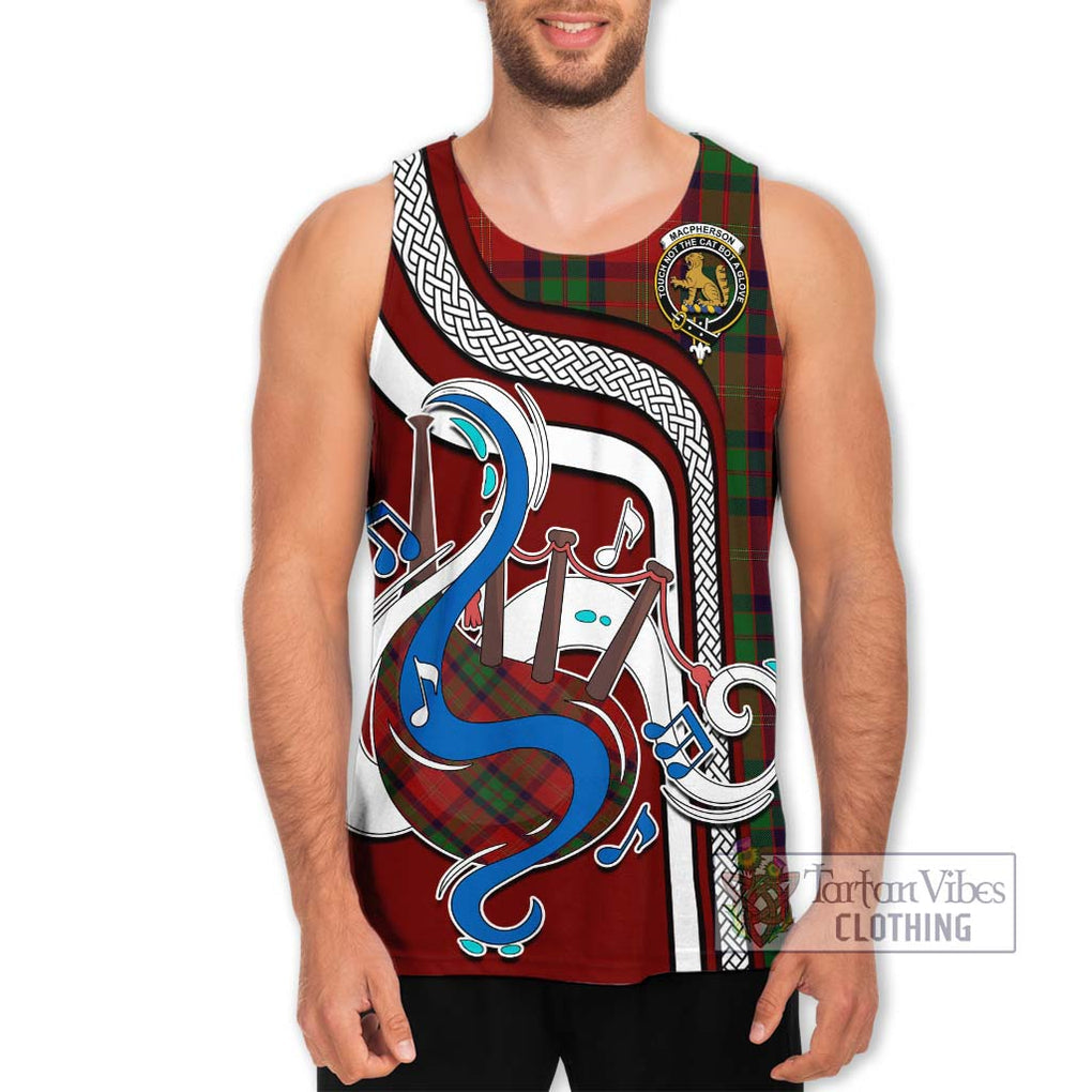 MacPherson of Cluny Tartan Men's Tank Top with Epic Bagpipe Style Men - Tartanvibesclothing Shop