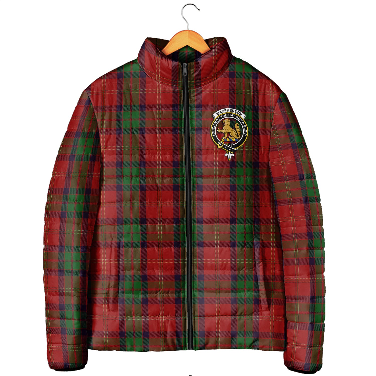 MacPherson of Cluny Tartan Padded Jacket with Family Crest Men's Padded Jacket - Tartan Vibes Clothing