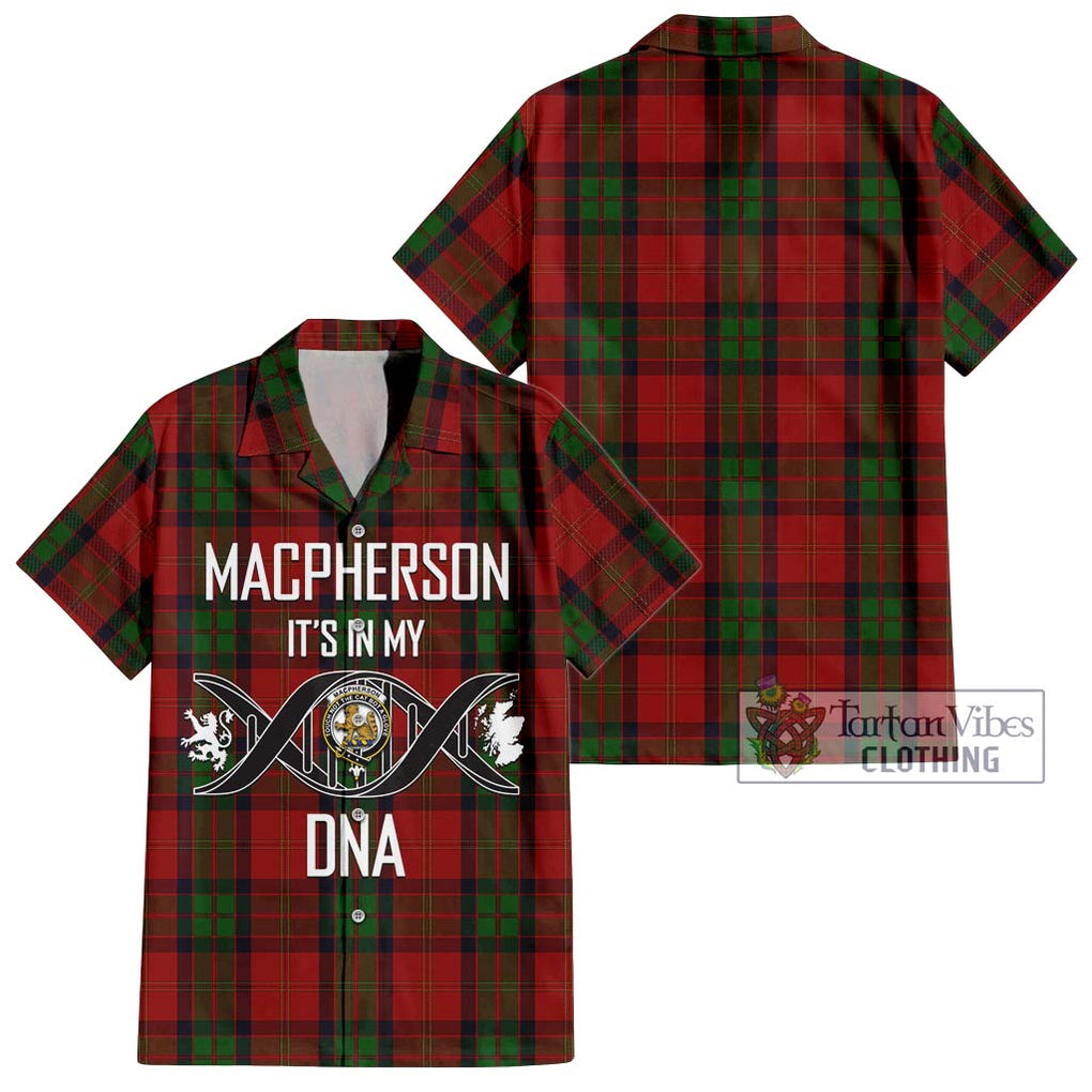 MacPherson of Cluny Tartan Short Sleeve Button Shirt with Family Crest DNA In Me Style Kid - Tartanvibesclothing Shop