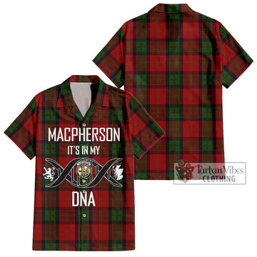 MacPherson of Cluny Tartan Short Sleeve Button Shirt with Family Crest DNA In Me Style