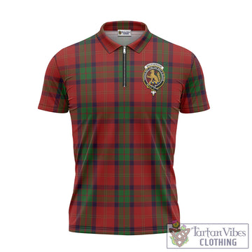 MacPherson of Cluny Tartan Zipper Polo Shirt with Family Crest