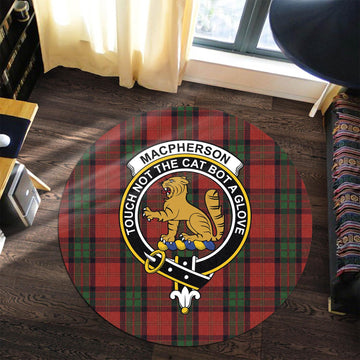 MacPherson of Cluny Tartan Round Rug with Family Crest