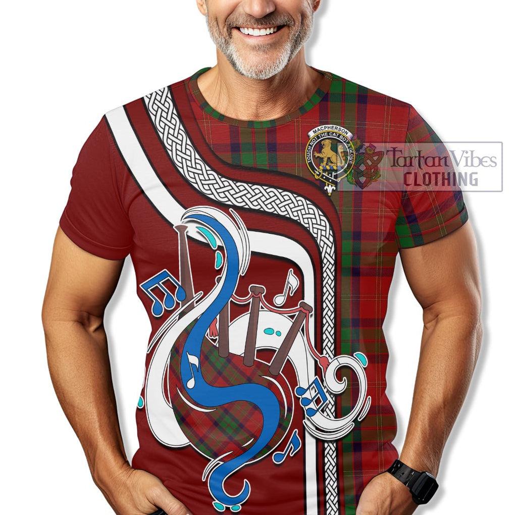 MacPherson of Cluny Tartan T-Shirt with Epic Bagpipe Style Kid's Shirt - Tartanvibesclothing Shop