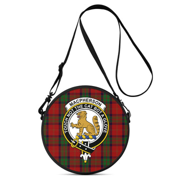 MacPherson of Cluny Tartan Round Satchel Bags with Family Crest