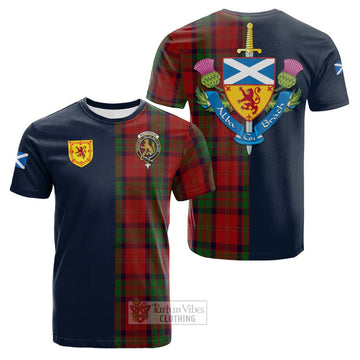 MacPherson of Cluny Tartan Cotton T-shirt Alba with Scottish Lion Royal Arm Half Style