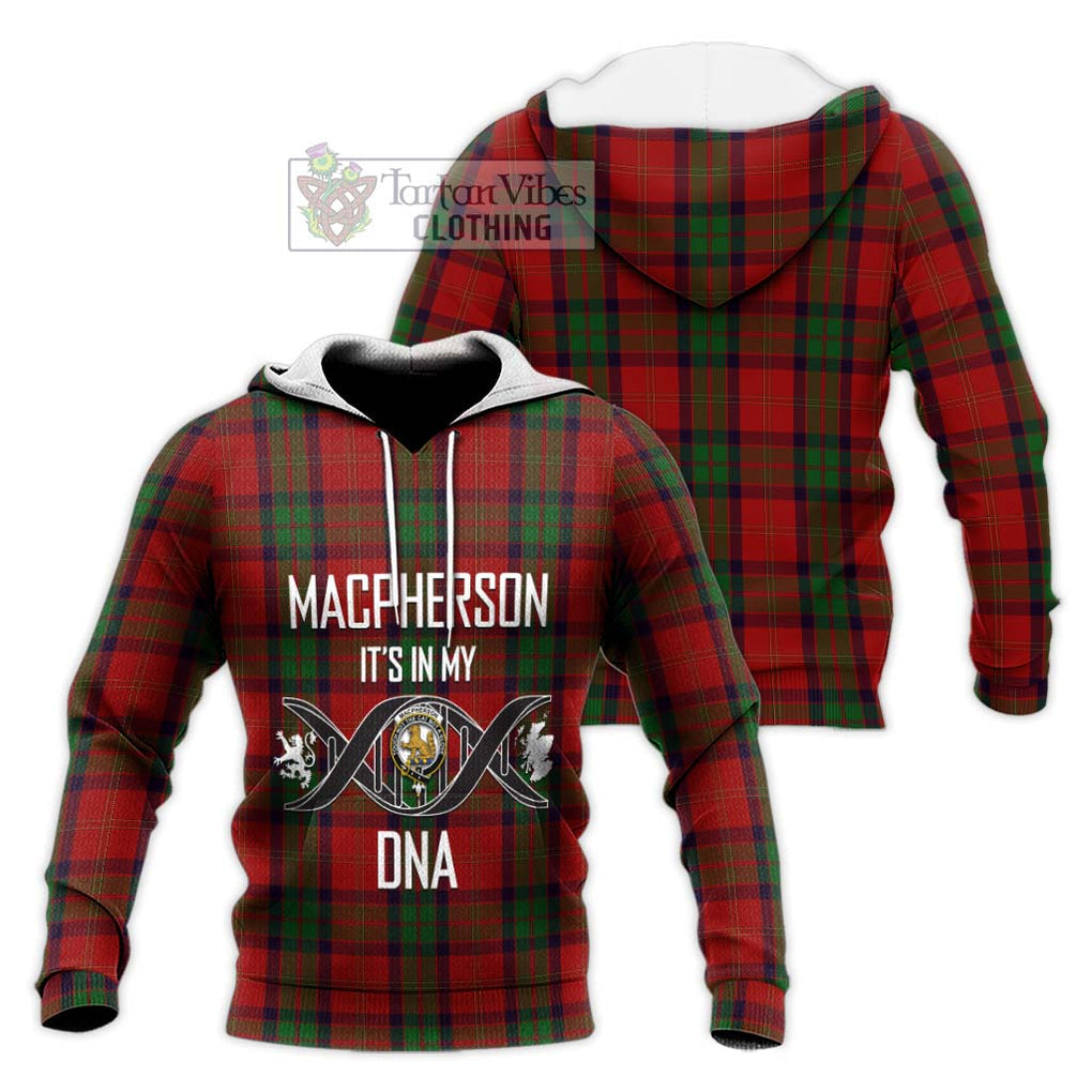 MacPherson of Cluny Tartan Knitted Hoodie with Family Crest DNA In Me Style Unisex Knitted Pullover Hoodie - Tartanvibesclothing Shop