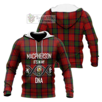 MacPherson of Cluny Tartan Knitted Hoodie with Family Crest DNA In Me Style