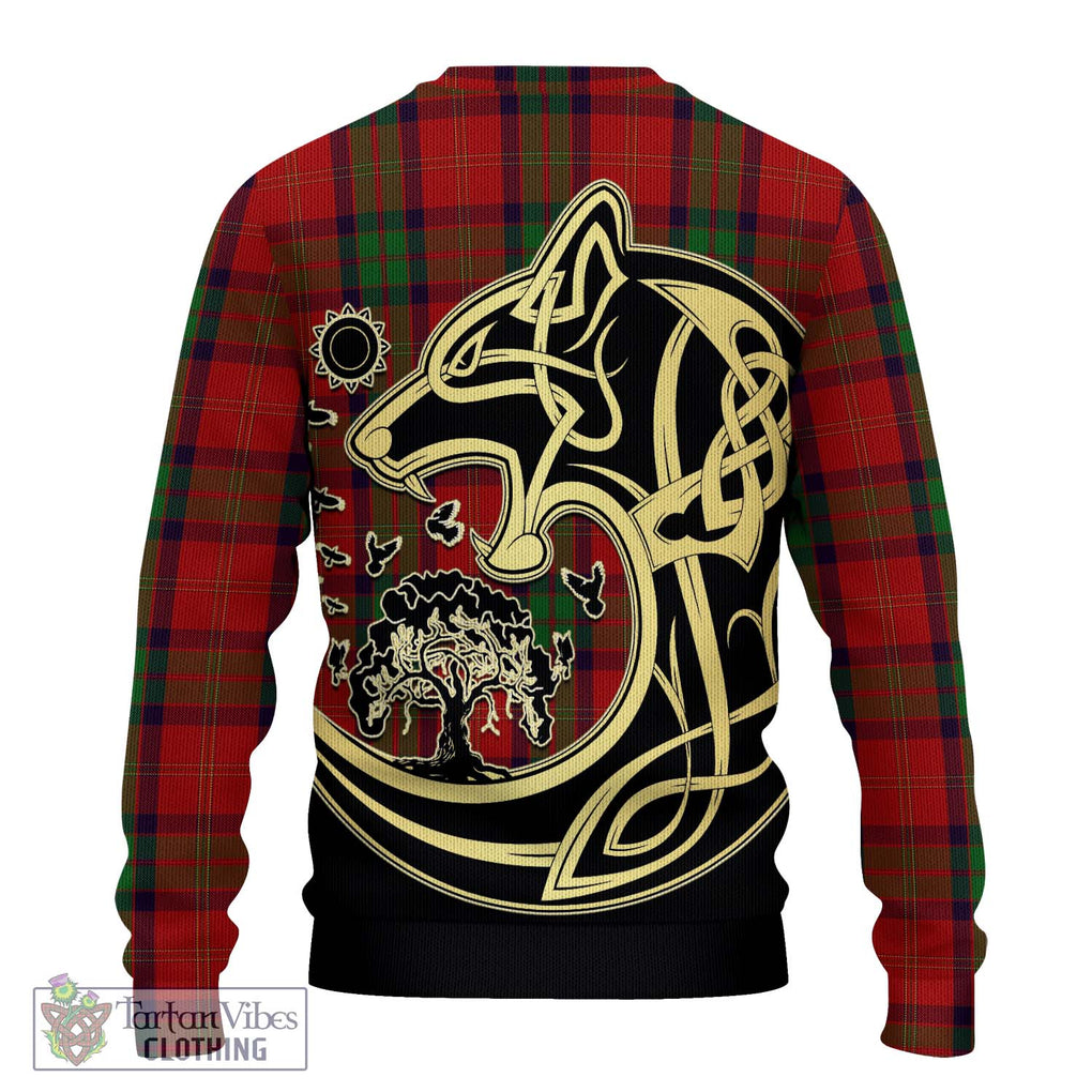 MacPherson of Cluny Tartan Knitted Sweater with Family Crest Celtic Wolf Style - Tartan Vibes Clothing