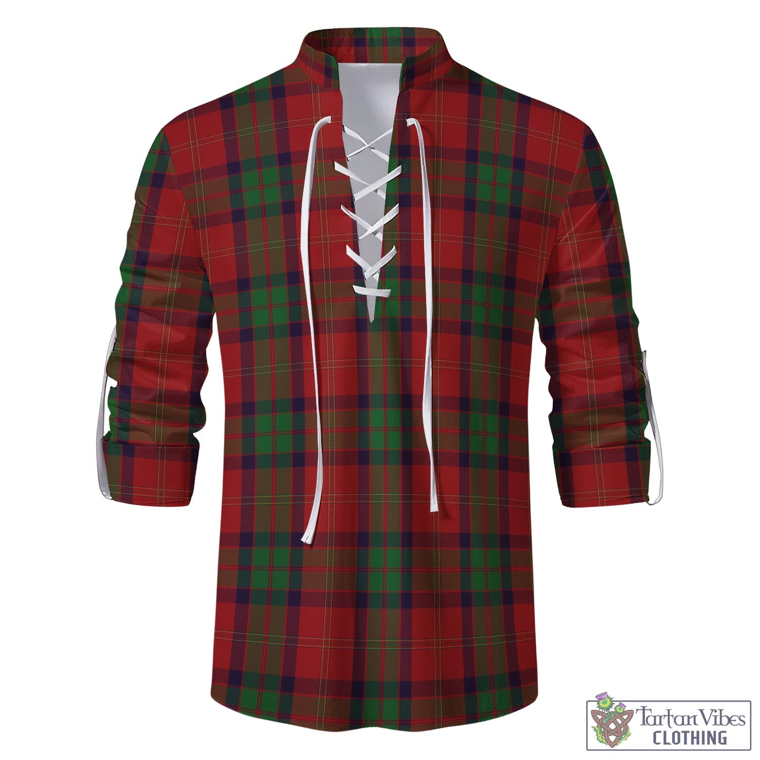 Tartan Vibes Clothing MacPherson of Cluny Tartan Men's Scottish Traditional Jacobite Ghillie Kilt Shirt