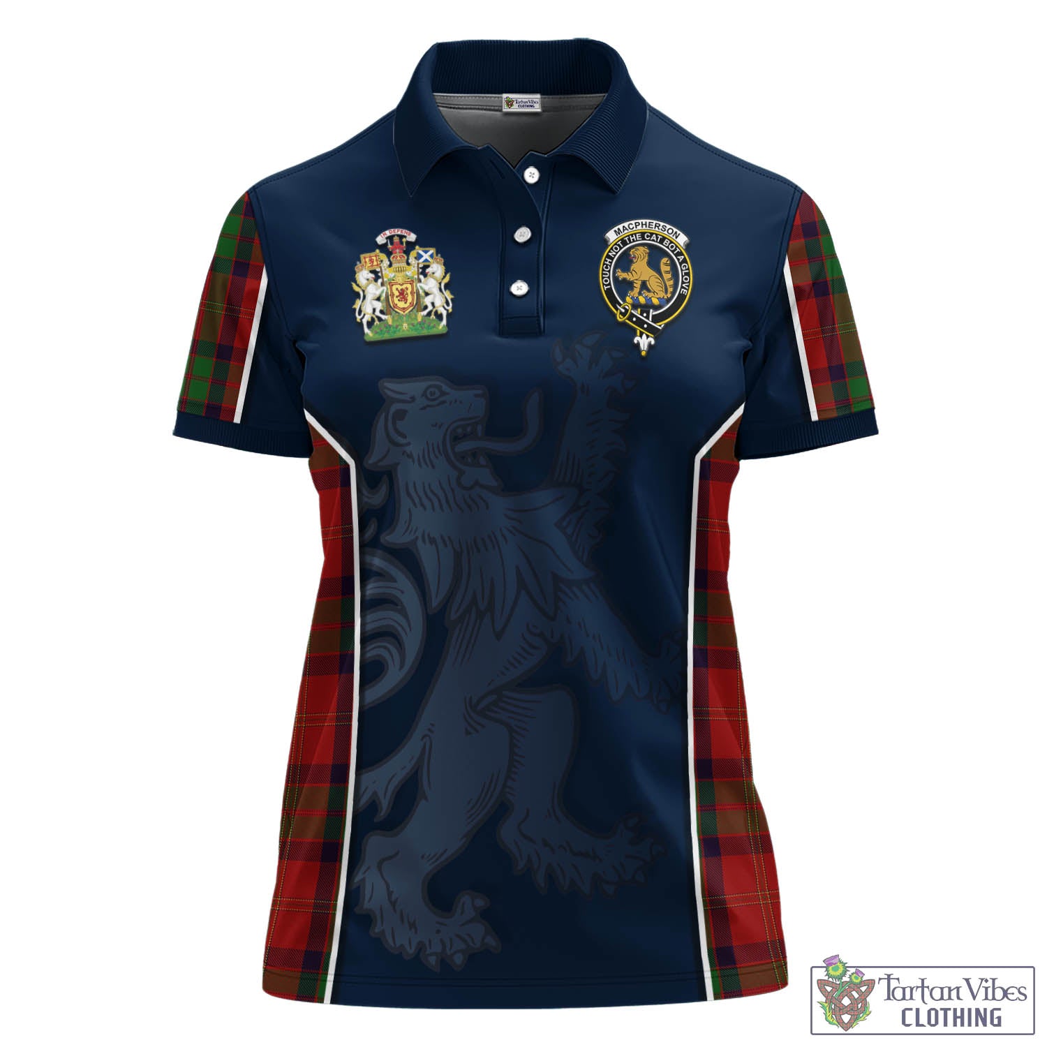 MacPherson of Cluny Tartan Women's Polo Shirt with Family Crest and Lion Rampant Vibes Sport Style - Tartan Vibes Clothing