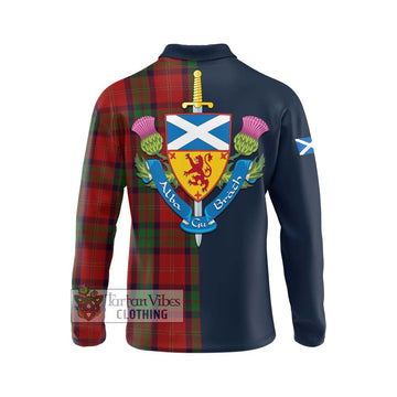 MacPherson of Cluny Tartan Long Sleeve Polo Shirt Alba with Scottish Lion Royal Arm Half Style