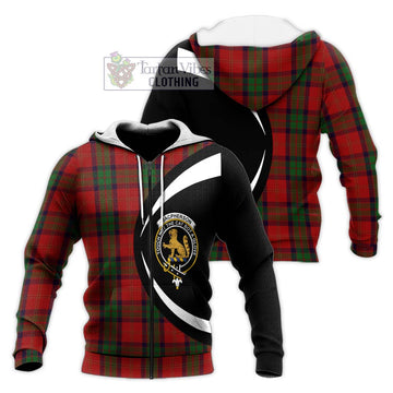 MacPherson of Cluny Tartan Knitted Hoodie with Family Crest Circle Style