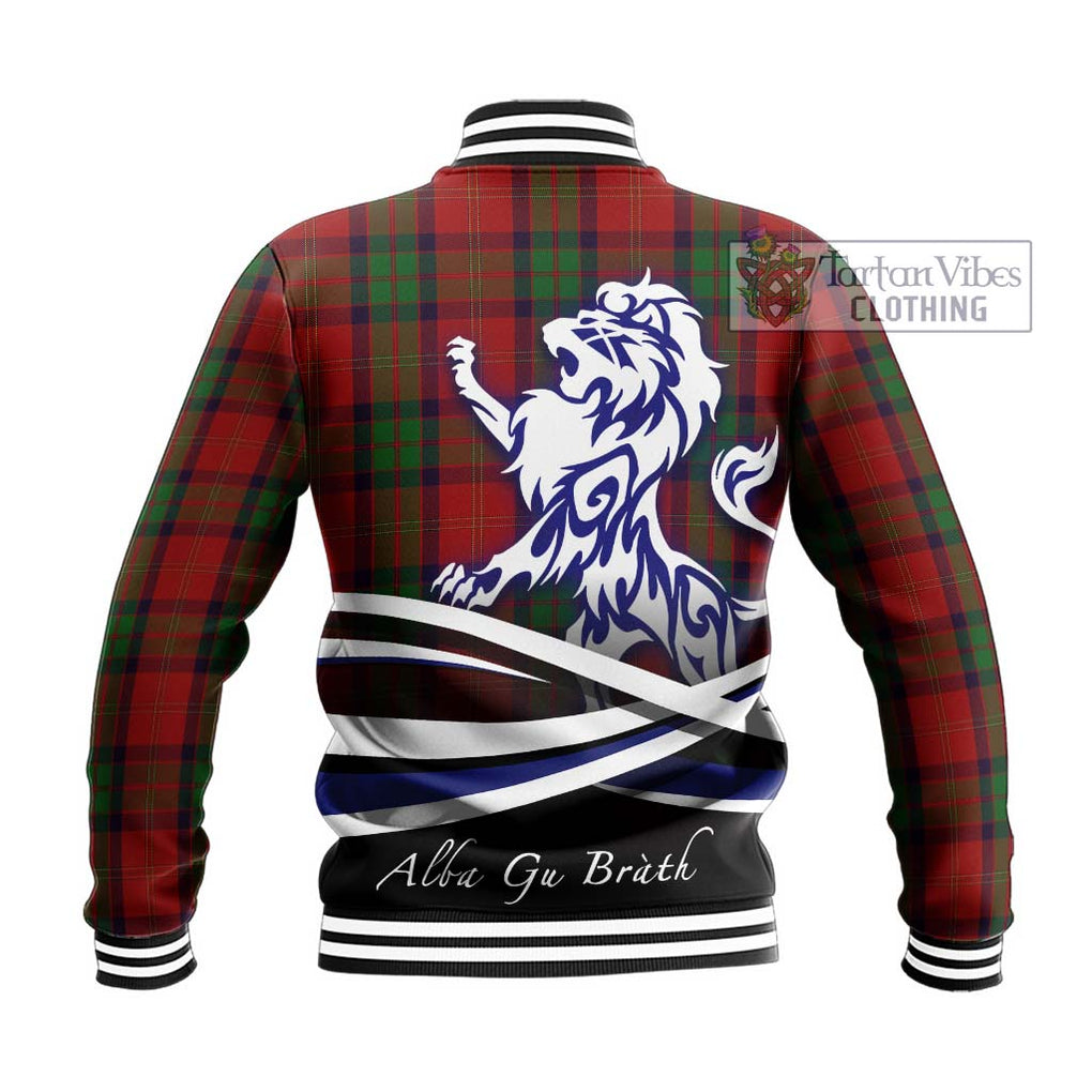 MacPherson of Cluny Tartan Baseball Jacket with Alba Gu Brath Regal Lion Emblem - Tartanvibesclothing Shop