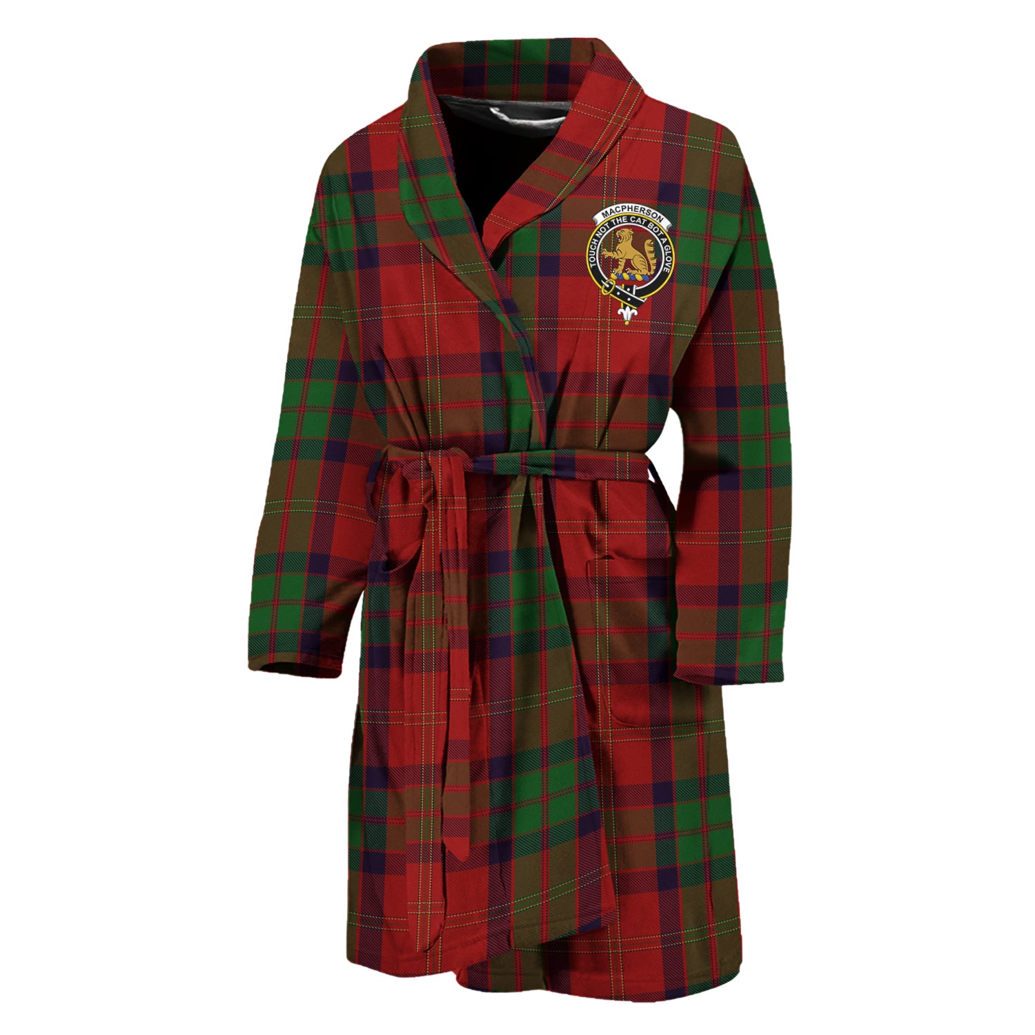 MacPherson of Cluny Tartan Bathrobe with Family Crest Unisex M - Tartan Vibes Clothing