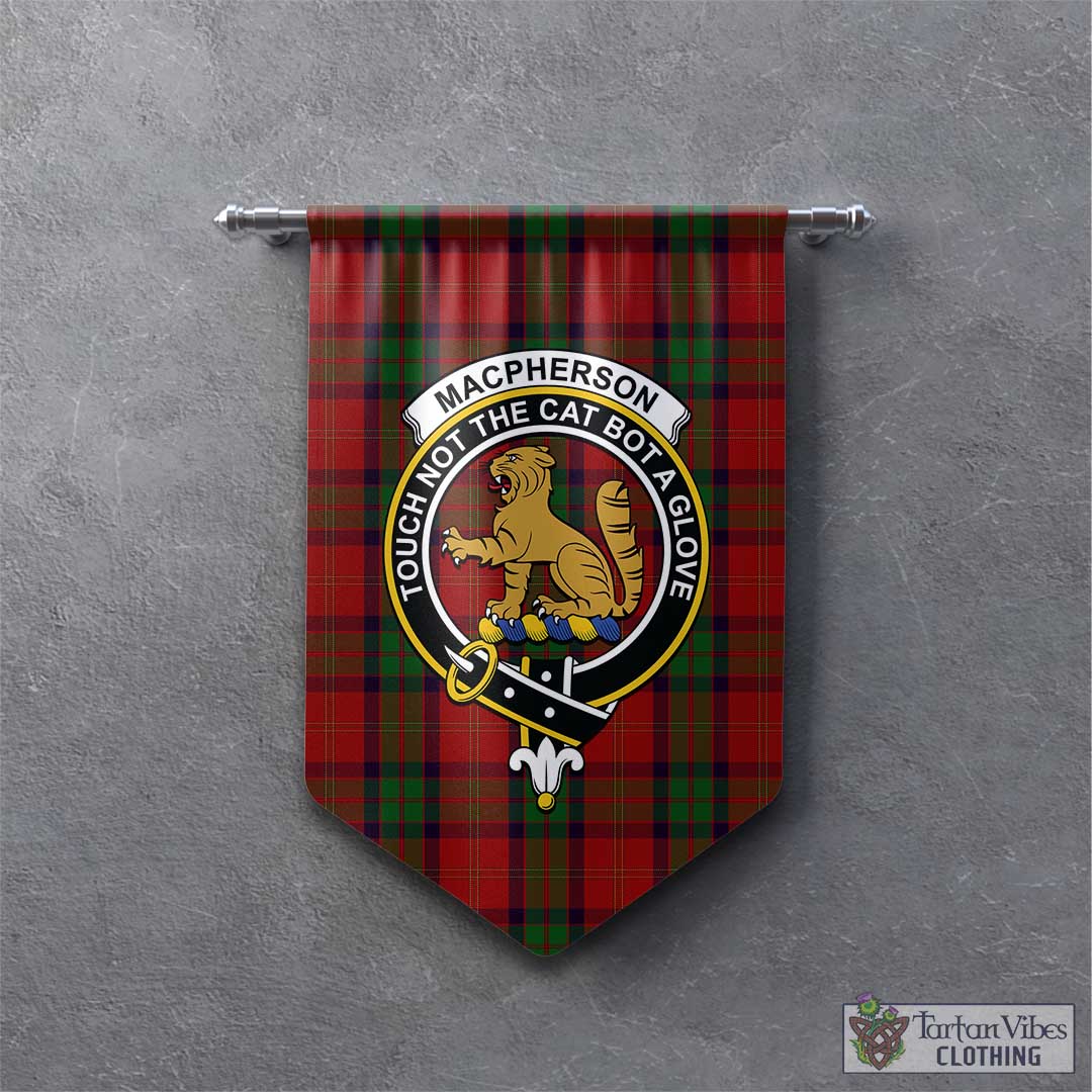 Tartan Vibes Clothing MacPherson of Cluny Tartan Gonfalon, Tartan Banner with Family Crest