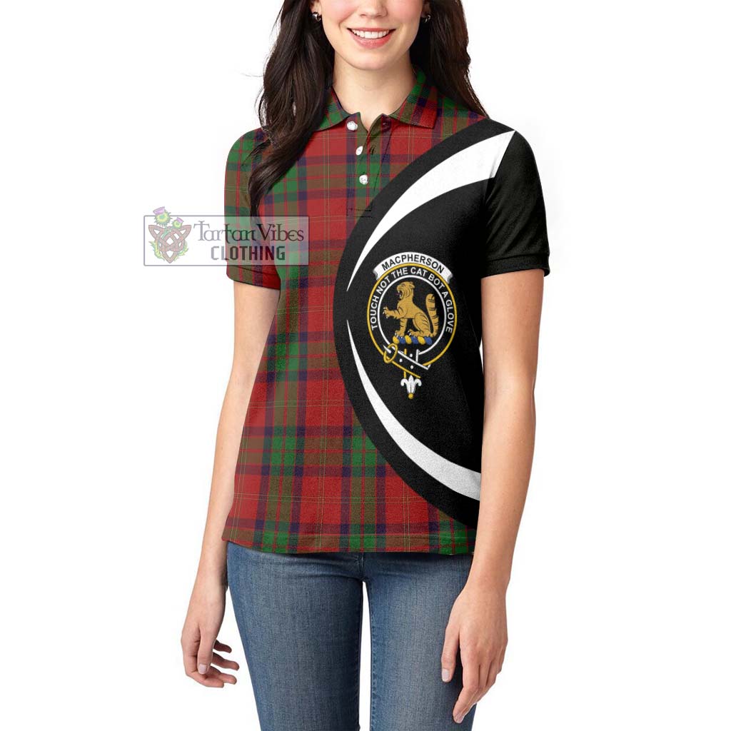 MacPherson of Cluny Tartan Women's Polo Shirt with Family Crest Circle Style - Tartan Vibes Clothing