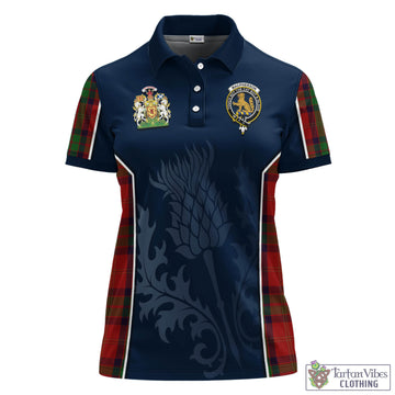 MacPherson of Cluny Tartan Women's Polo Shirt with Family Crest and Scottish Thistle Vibes Sport Style