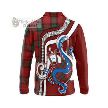 MacPherson of Cluny Tartan Long Sleeve Polo Shirt with Epic Bagpipe Style