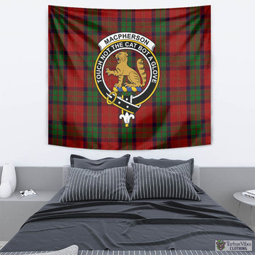 MacPherson of Cluny Tartan Tapestry Wall Hanging and Home Decor for Room with Family Crest