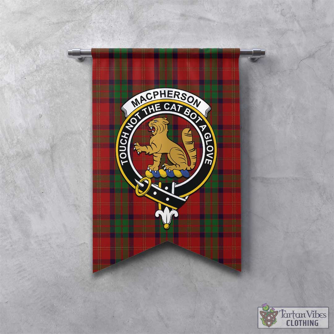 Tartan Vibes Clothing MacPherson of Cluny Tartan Gonfalon, Tartan Banner with Family Crest