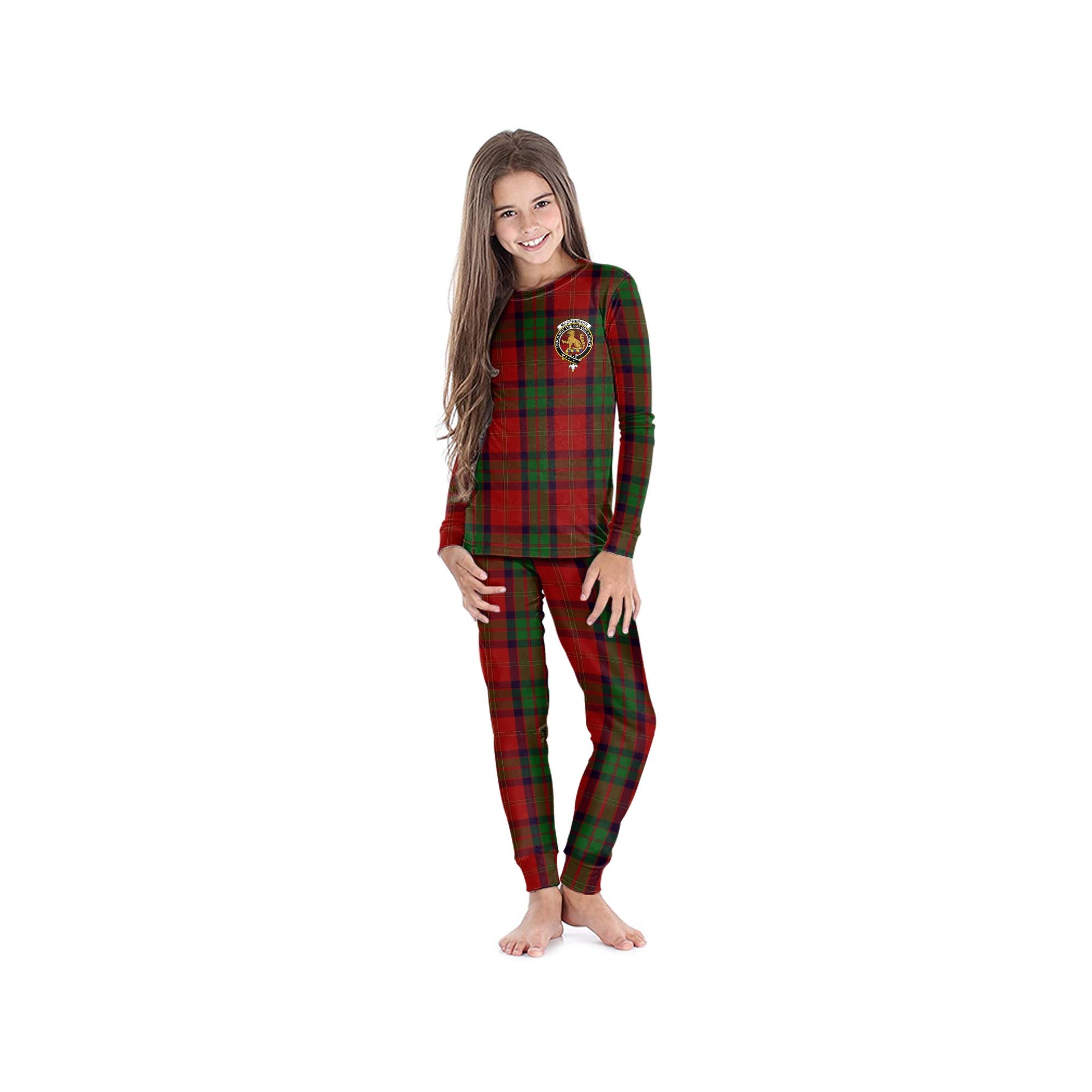 MacPherson of Cluny Tartan Pajamas Family Set with Family Crest - Tartanvibesclothing